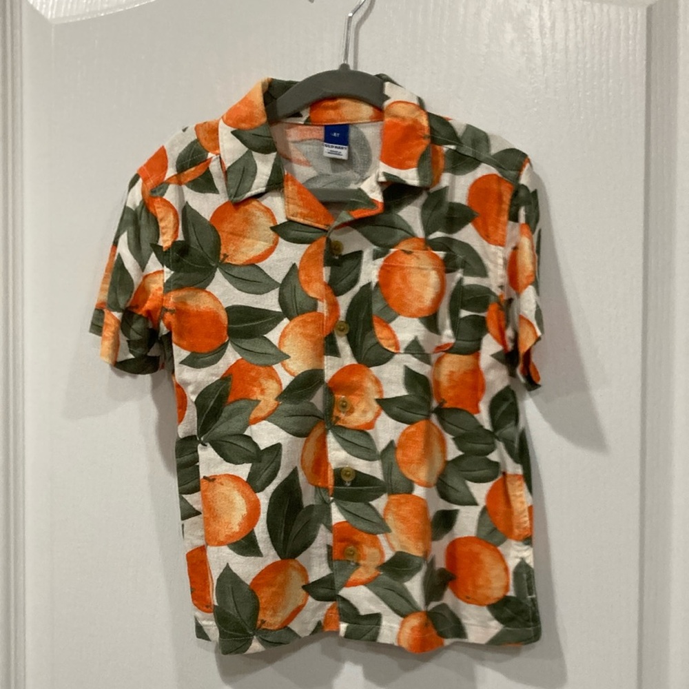 Citrus Print Toddler 4T Linen Button Down Shirt